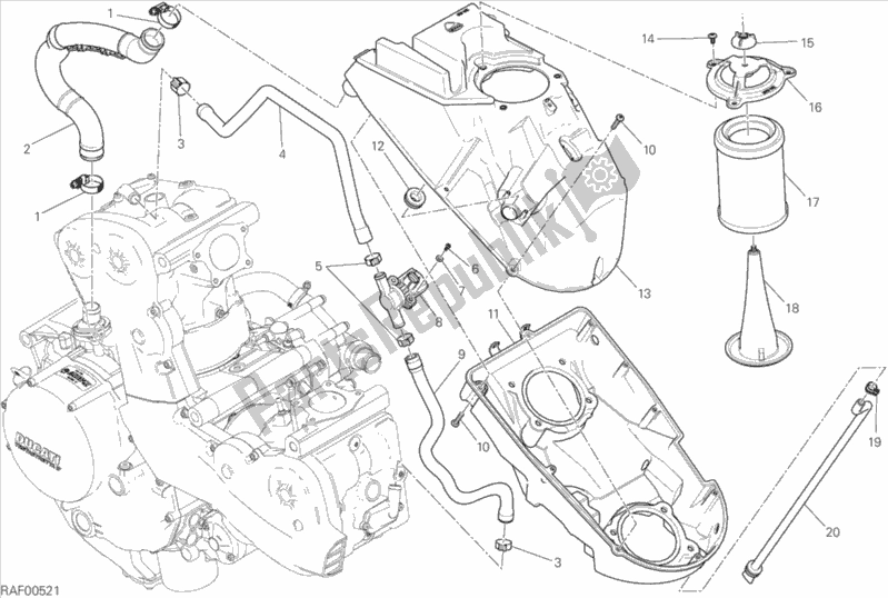 Wszystkie części do Wlot Powietrza - Odpowietrznik Oleju Ducati Monster 1200 S Stripes USA 2016